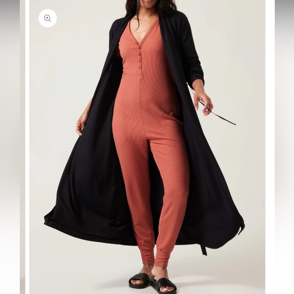 Athleta Wind Down Sleep Romper Terracotta Waffle Knit Size 3X - Picture 3 of 13